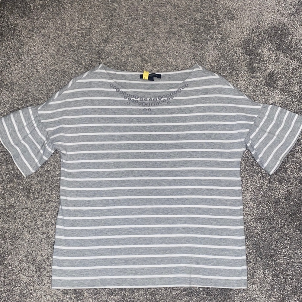 Banana Republic White and Gray Stripe Top Size XS